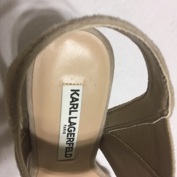 Karl Lagerfeld Paris Suede/Leather Lt Tan Heels 7M - Picture 4 of 8